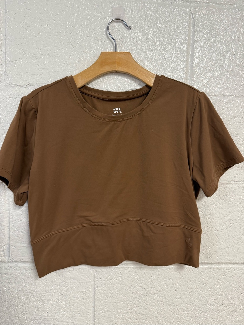 JoyLab Brown Cropped Crewneck Tee